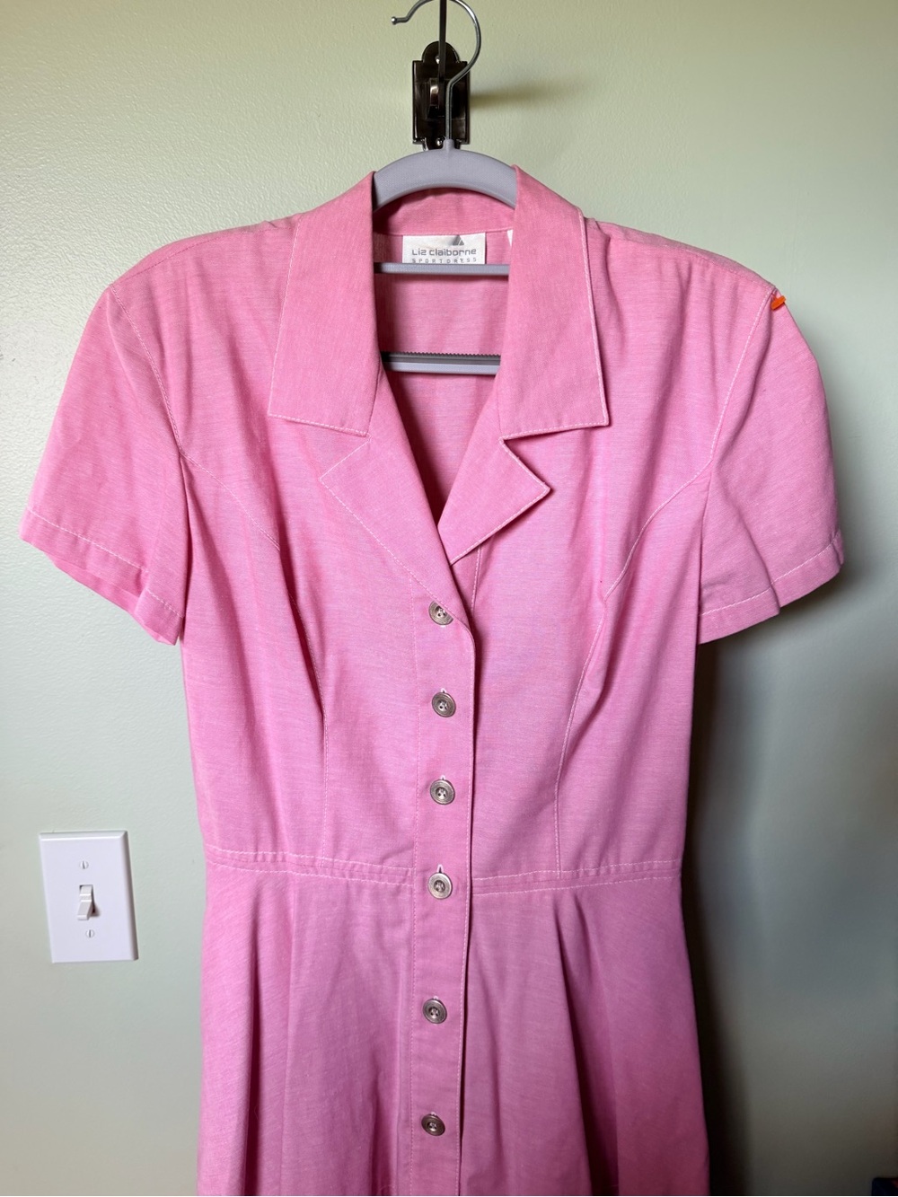 Vintage Liz Claiborne Pink Button-Front Midi Dress - Picture 5 of 6